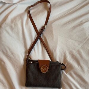 Michael Kors Tan and Brown Crossbody Bag